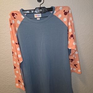 Minnie Mouse LuLaRoe Blue and Peach Long Sleeve Tee
